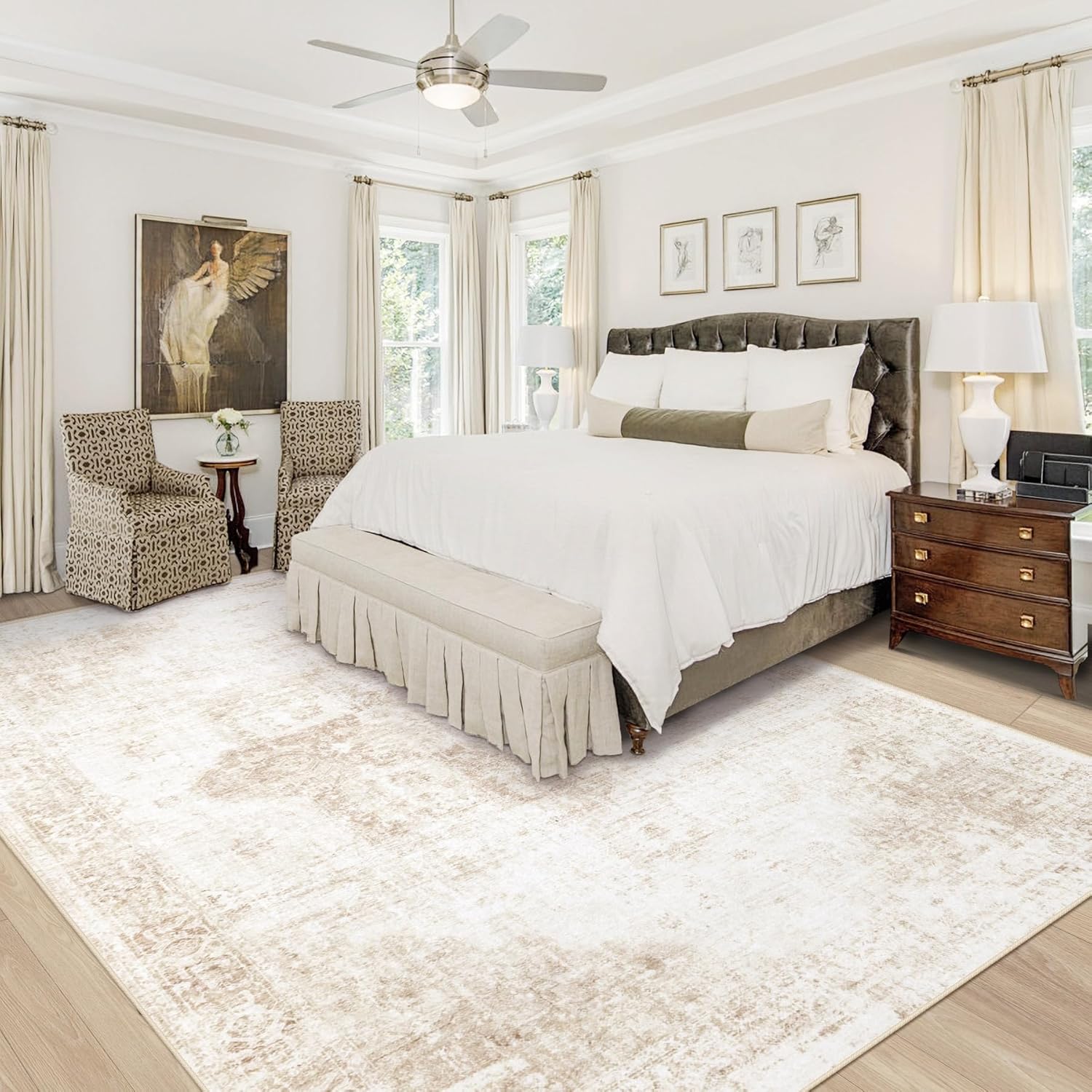 AUCT 12246 - $236 Area Rug 10x14 Washable Rug, Vintage Boho Medallion Rug - Image 2