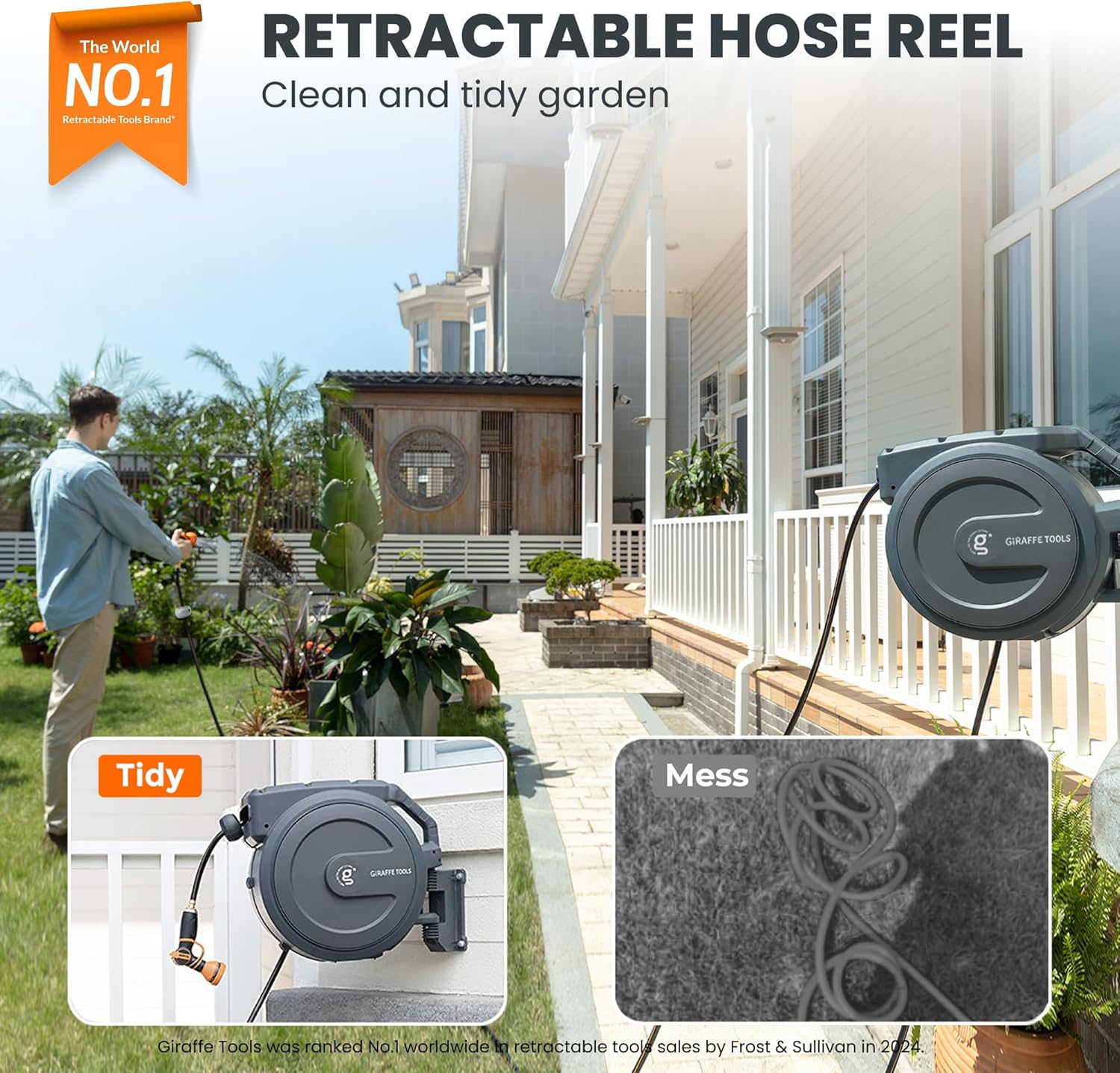AUCT 14225 - $154 Giraffe Tools Retractable Garden Hose Reel 1/2 Inch x 1 - Image 2