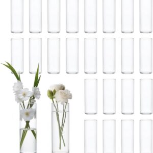 AUCT 13425 - 25 Pack Glass Vases for Centerpieces, 8 Inch Tall Small Clea