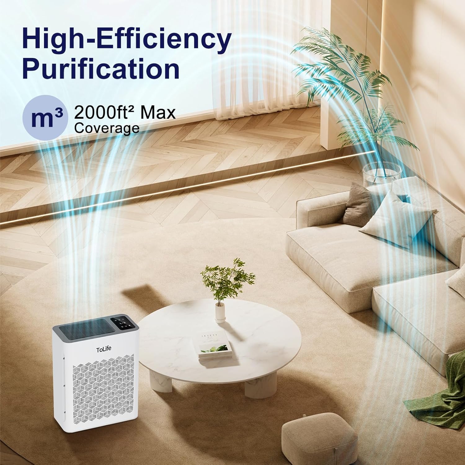 AUCT 13263 - $70 Tolife Air Purifier Large Room, HEPA Air Purifiers for H - Image 3