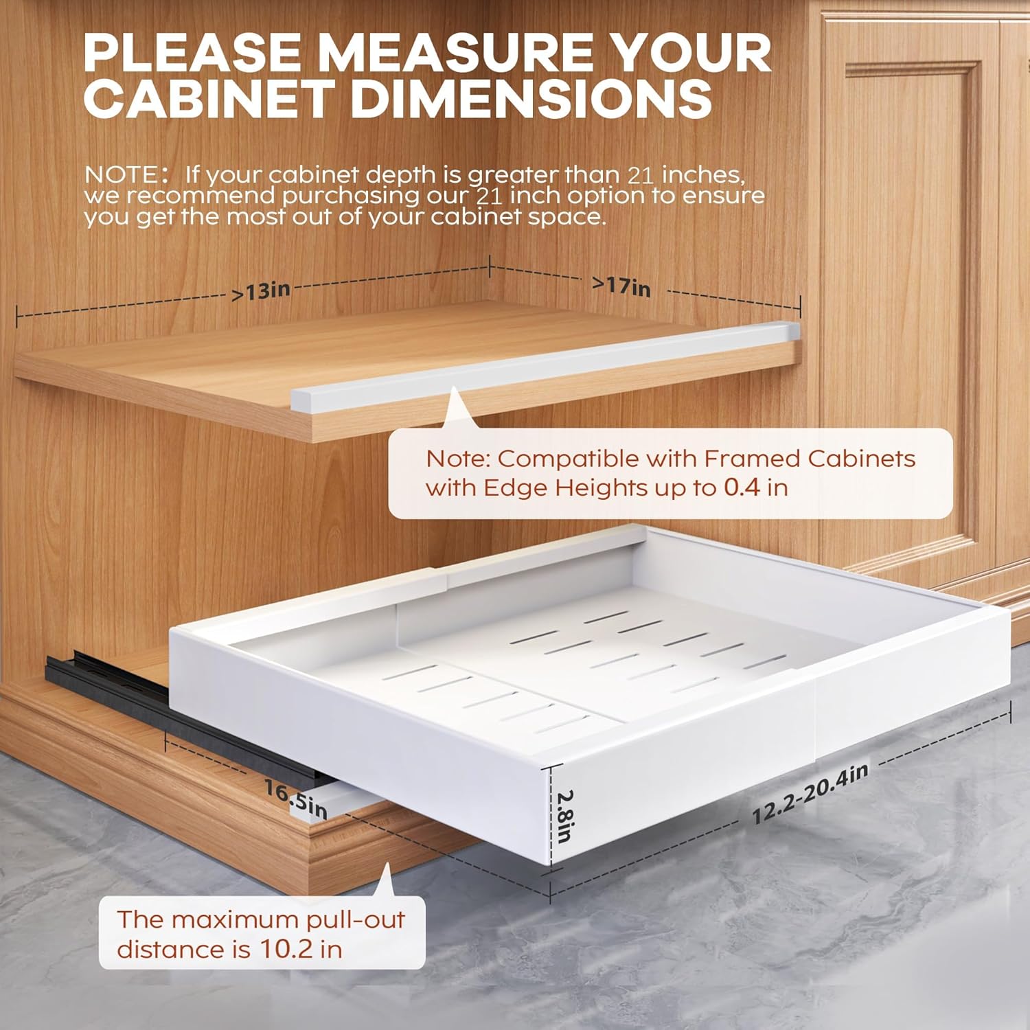AUCT 12881 - Seinloes 1 Pack Expandable Pull Out Cabinet Organizer 21" De - Image 4