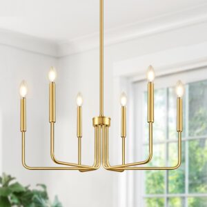 AUCT 13409 - $67 Brass Gold Chandelier, 6-Light Chandelier Light Fixture