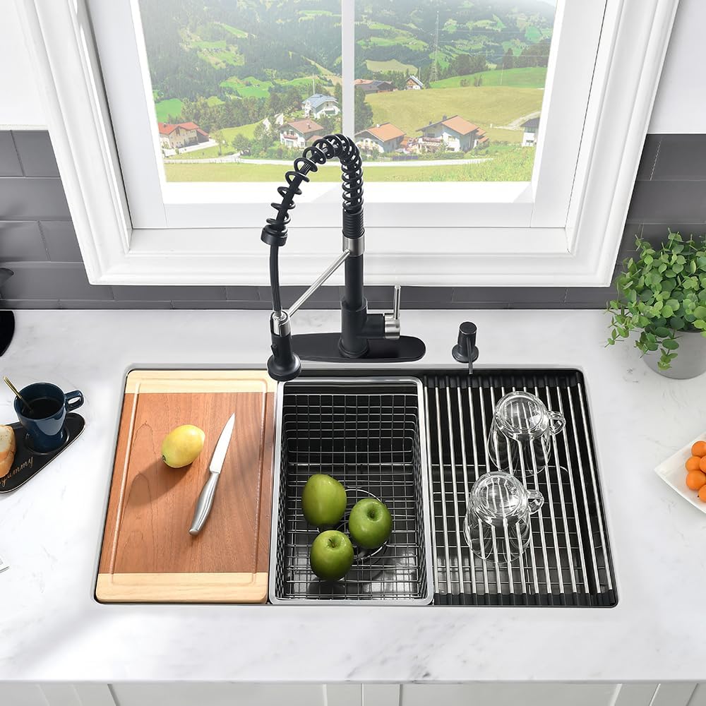 AUCT 14324 - $264 30 Black Kitchen Sink Undermount Workstation-VASOYO 30x - Image 2