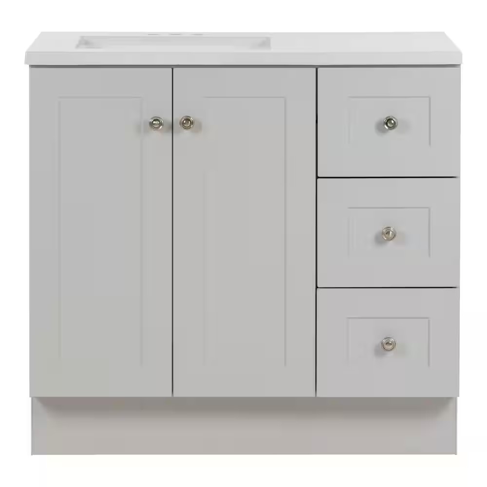 AUCT 14254 - $429 Glacier Bay Bannister 37 in. Single Sink Pearl Gray Bat - Image 2
