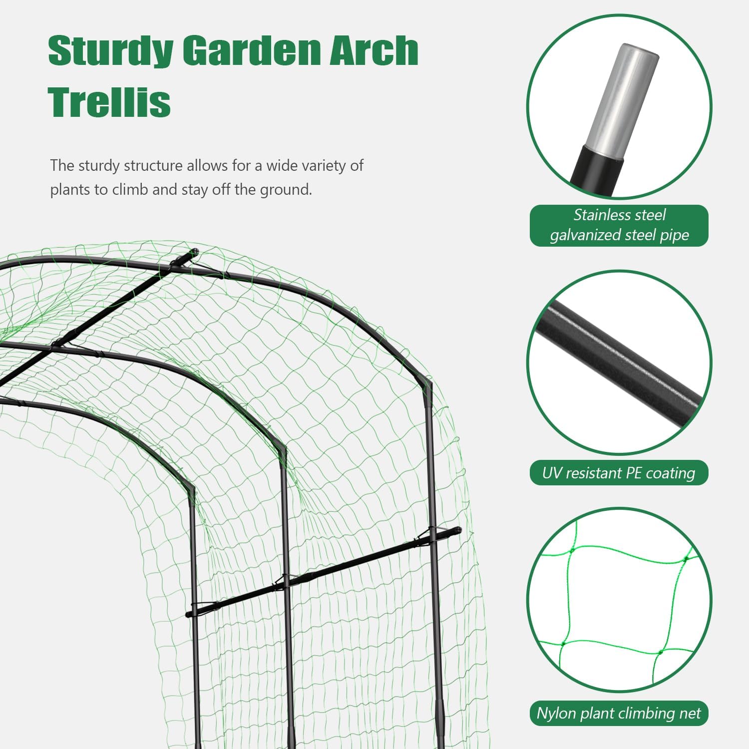 AUCT 12368 - $70 SUNYRISY Garden Arch Trellis, Metal Core Trellis for Cli - Image 4