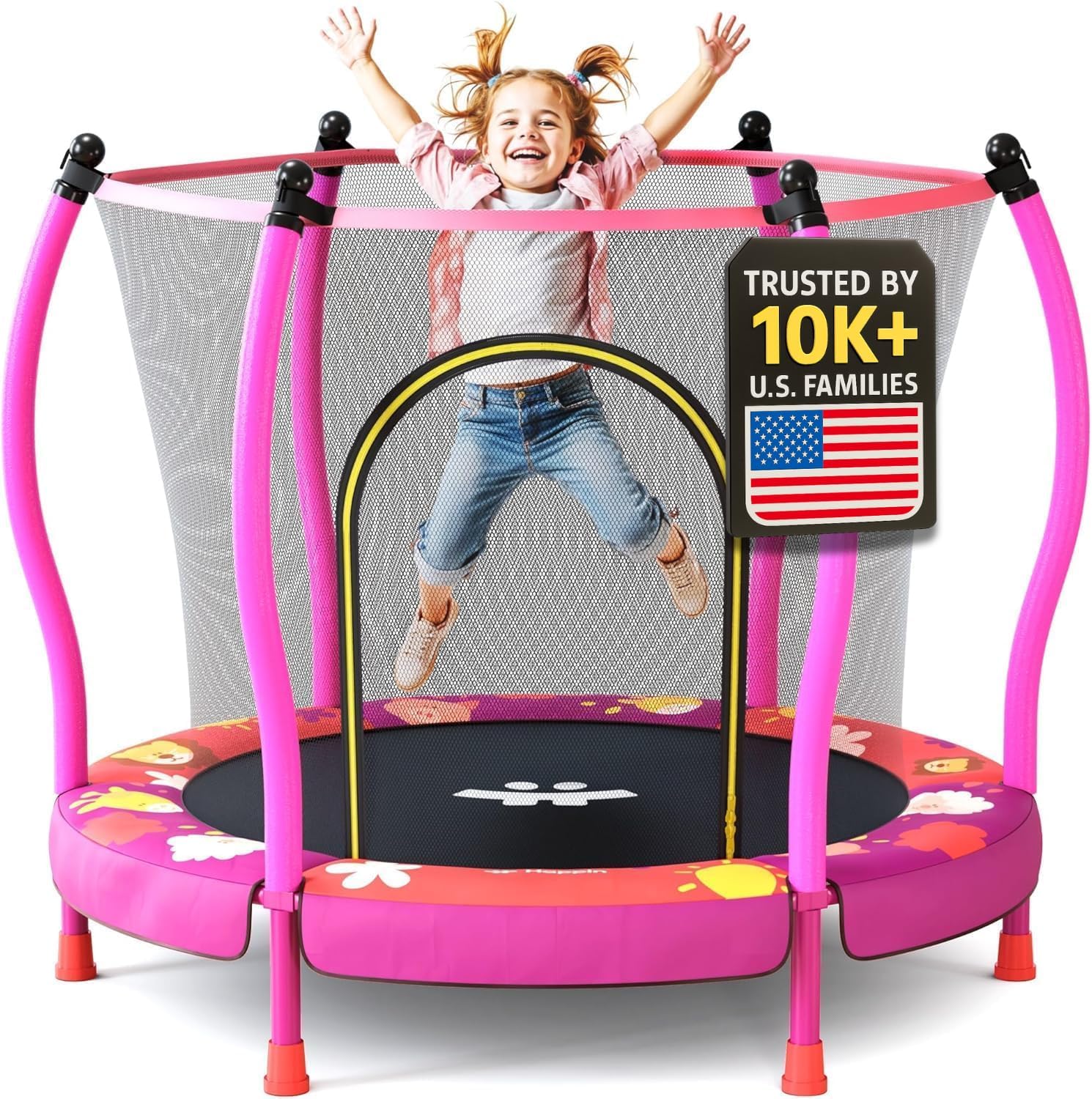 AUCT 14086 - $100 Happin 55' Trampoline for Kids with Safety Enclosure,