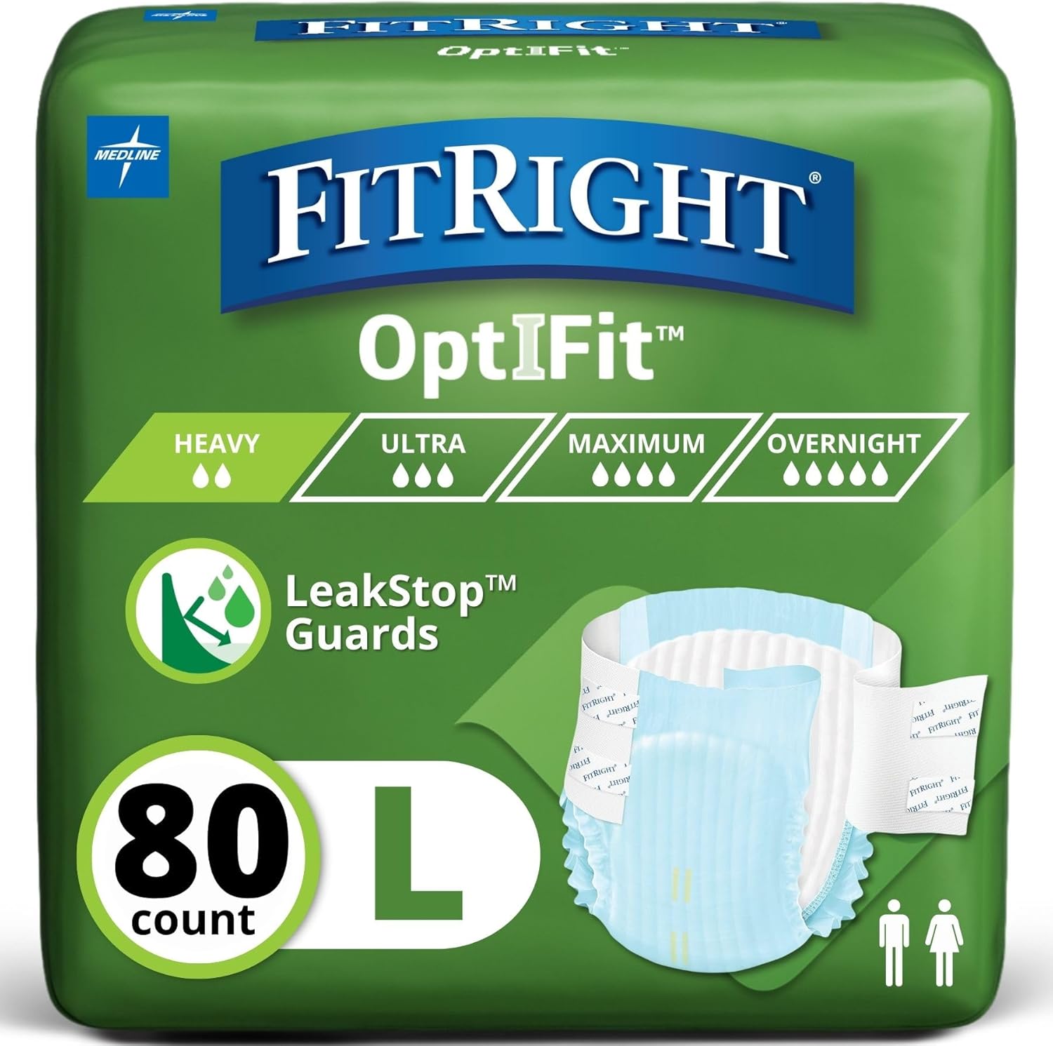 AUCT 13679 - $80 FitRight Adult Diapers, Extra+ Heavy Absorbency, L (Wais