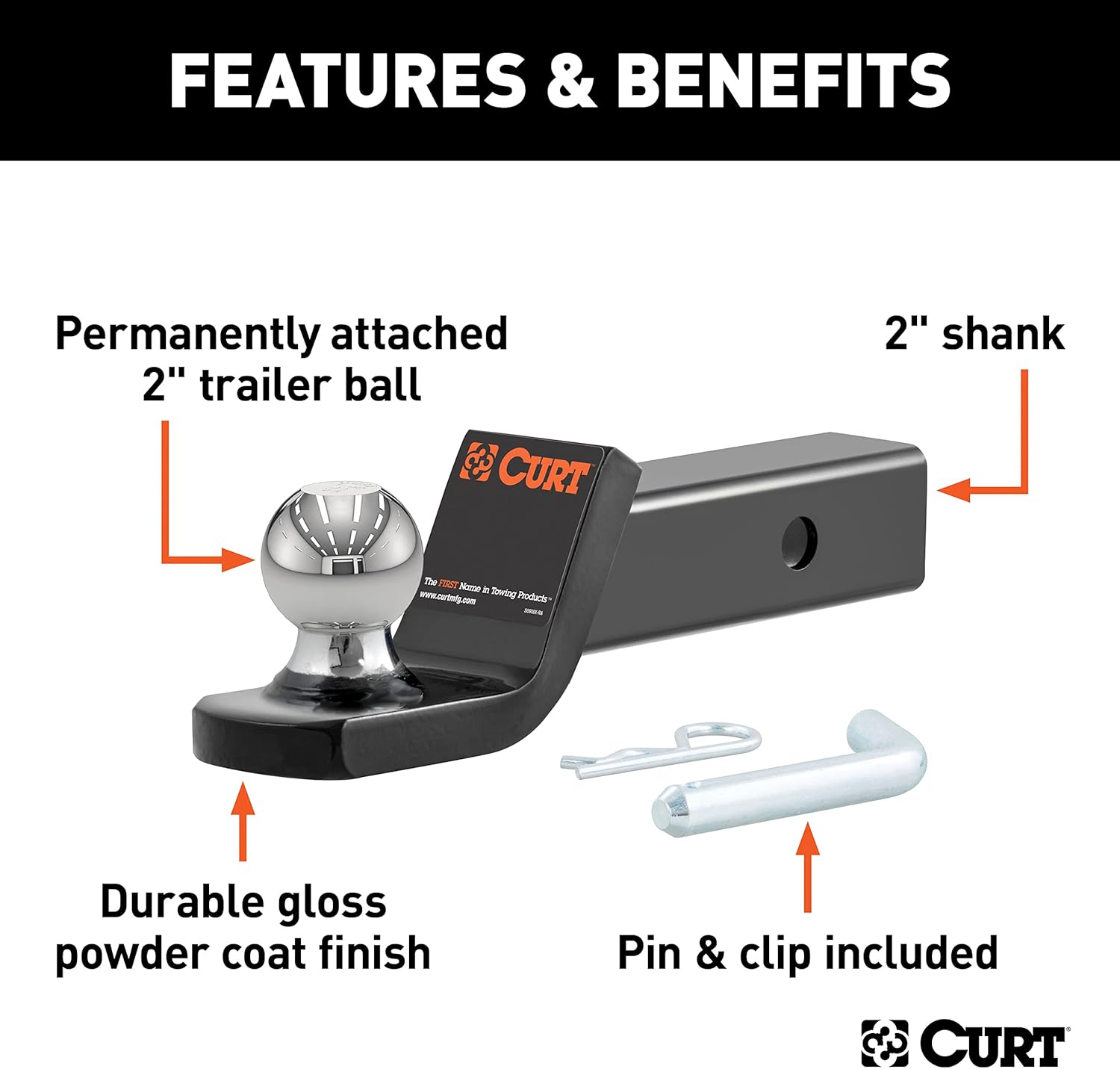 AUCT 13235 - CURT 45134 Fusion Trailer Hitch Mount with 2-Inch Ball & Pin - Image 3