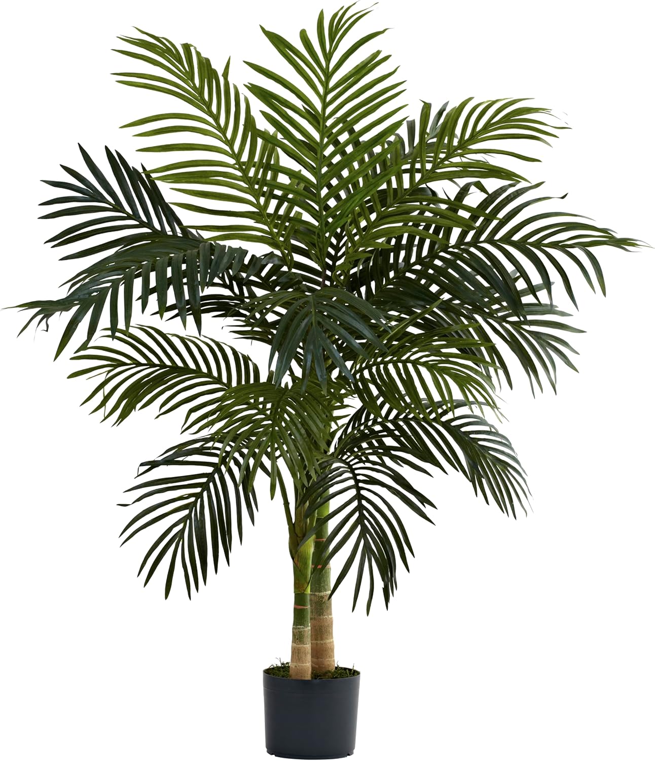 AUCT 12780 - Nearly Natural 4ft Golden Cane Palm, Double Stalk Artificial