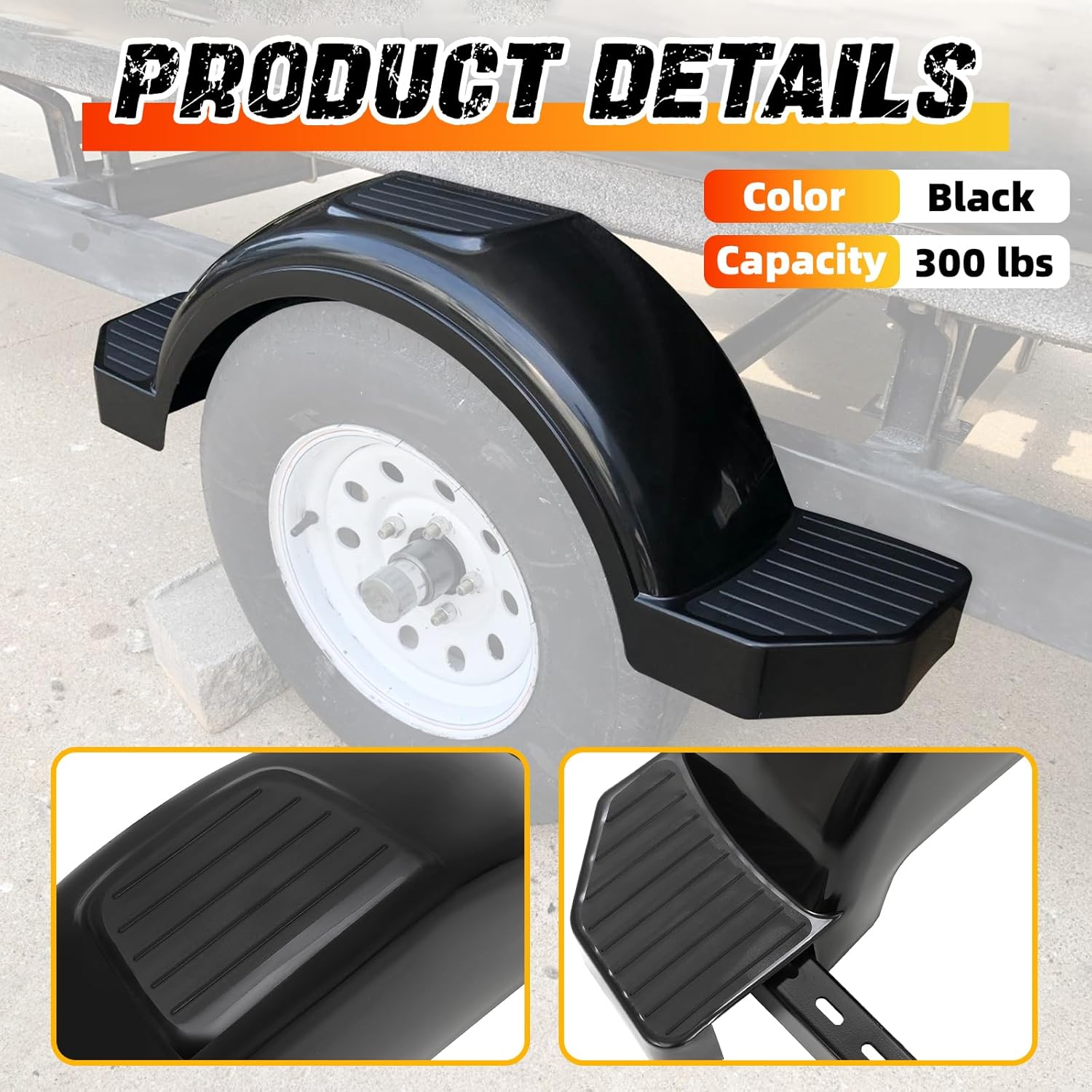 AUCT 14338 - $75 Set of 2 Single Axle Trailer Fenders 13" Wheels Tire Ski - Image 3