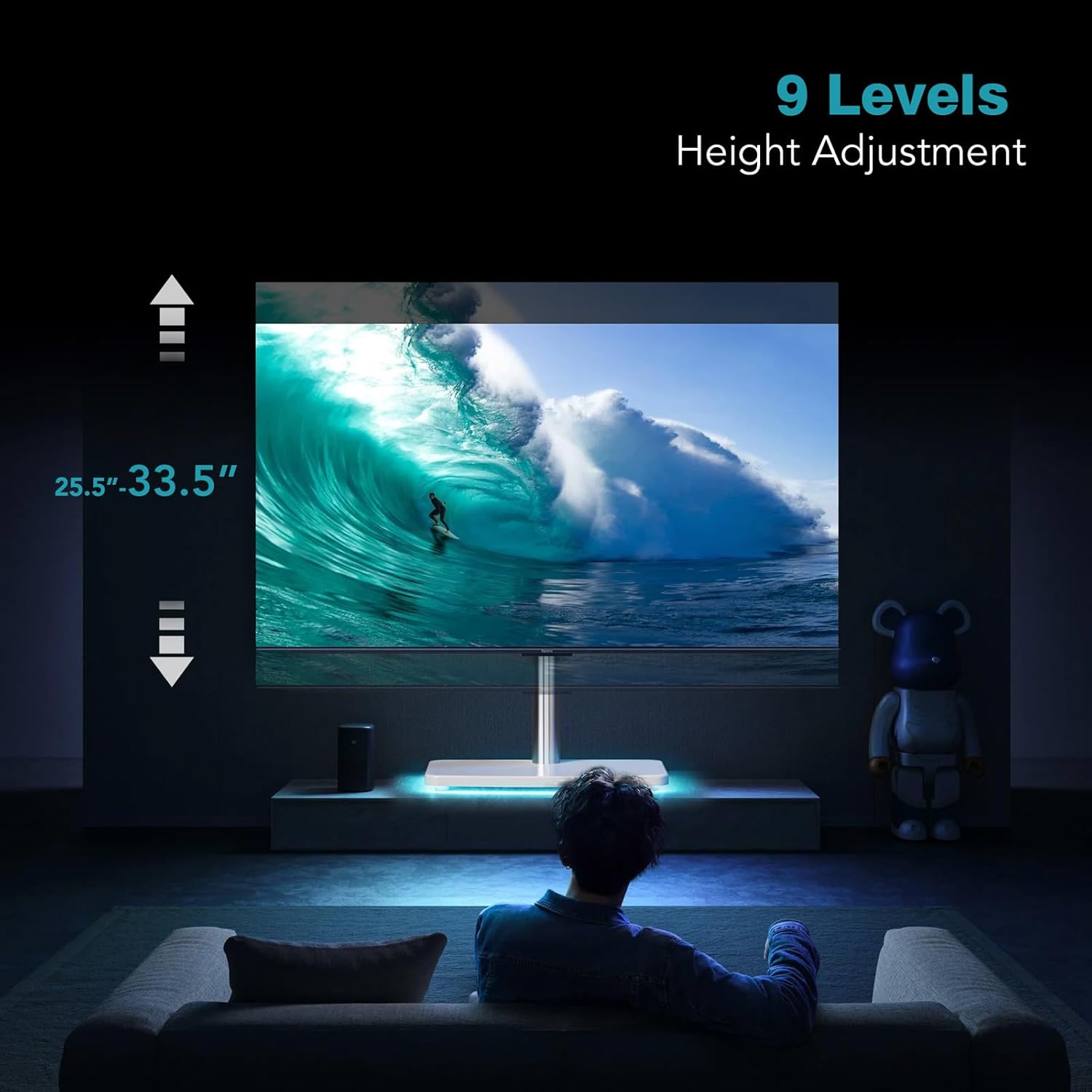 AUCT 13242 - $95 Universal TV Stand Tabletop TV Mount with Power Outlet f - Image 2