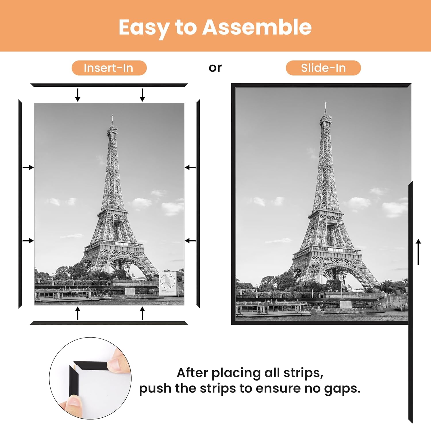 AUCT 14379mm - upsimples 22.375 x 34 Poster Frame Black 3 Pack, Scratch-Pro - Image 3
