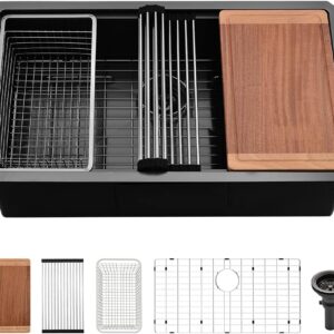 AUCT 14324 - $264 30 Black Kitchen Sink Undermount Workstation-VASOYO 30x