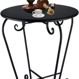 AUCT 13338 - Small Patio Side Table,Round Metal Side Table,Weather Resist