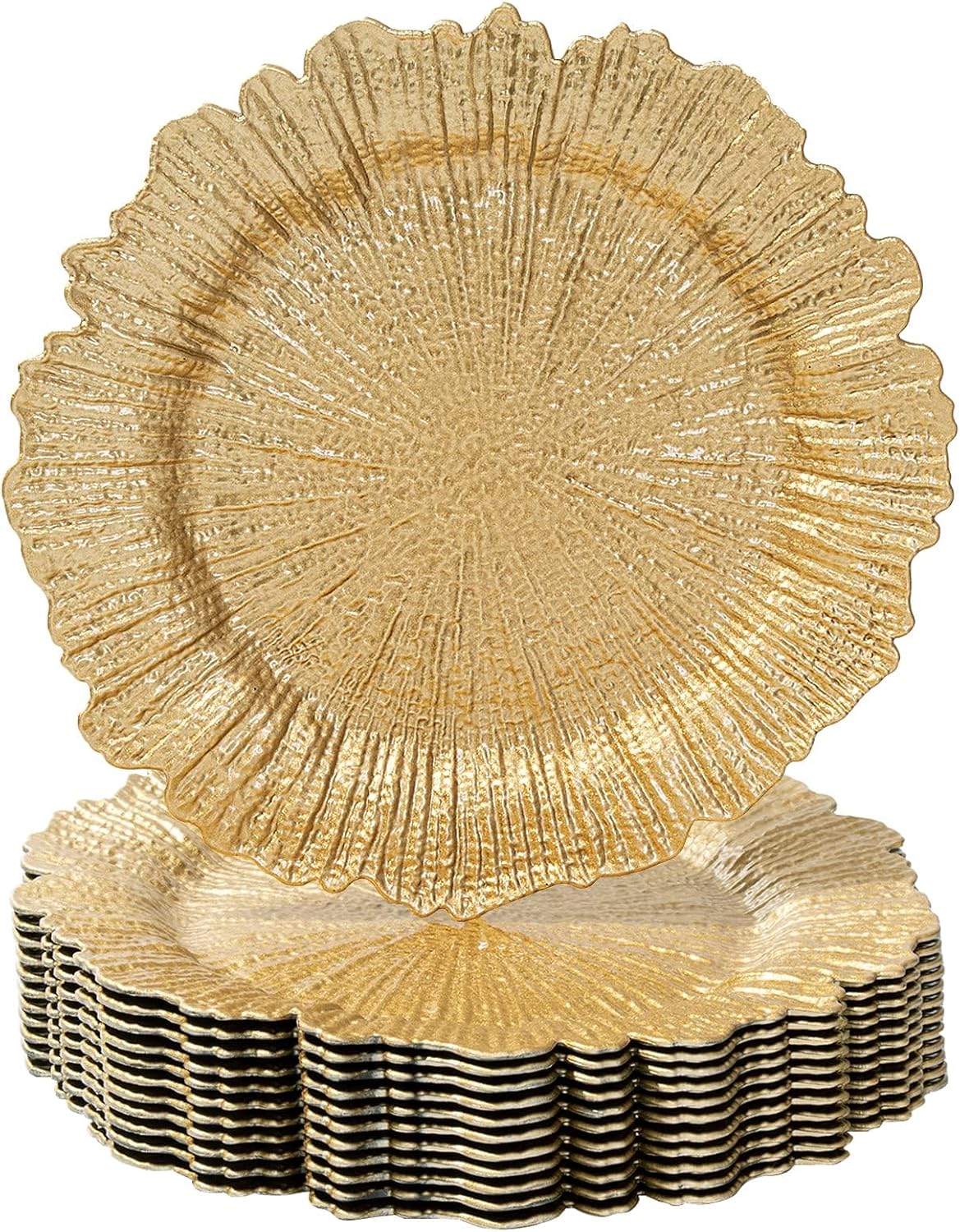 AUCT 13375 - $53 MAONAME Gold Charger Plates Set of 12, Reef Plate Charge