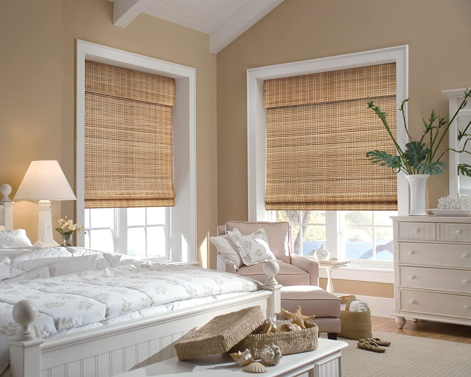 AUCT 14223 - $76 LazBlinds No Tools No Drill Cordless Bamboo Roman Shades - Image 4