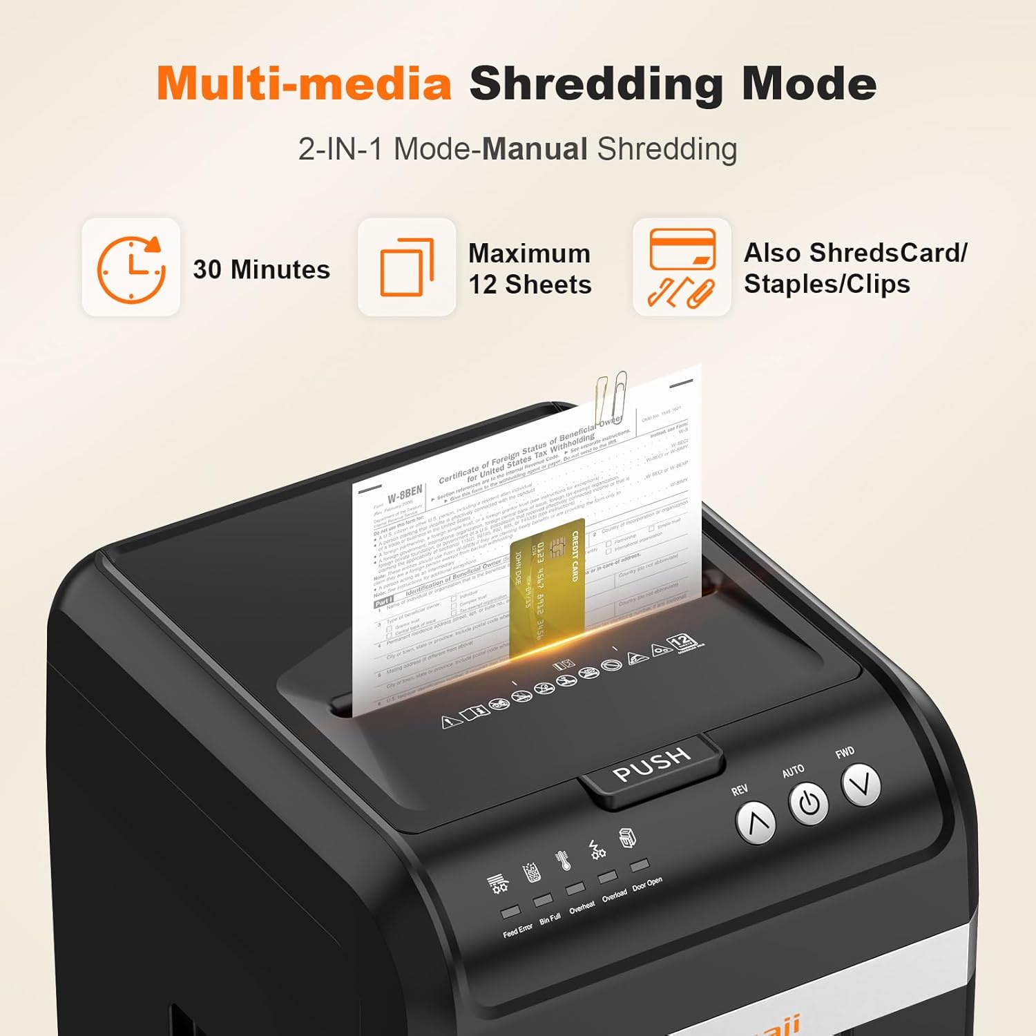 AUCT 14199 - $255 Bonsaii 200-Sheet Auto Feed Paper Shredder, 60-Min Nons - Image 3