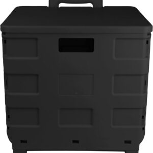 AUCT 14230 - Everything Mary Rolling Plastic Storage Cart   Black Organiz