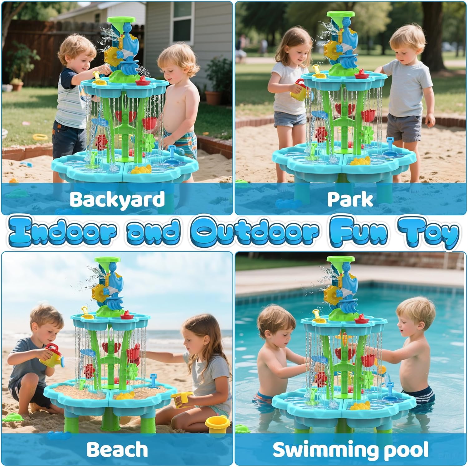 AUCT 13303 - Kids Flower Water Sand Table for Toddlers - 2-Tier Outdoor W - Image 4
