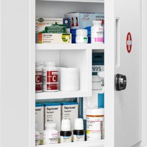 AUCT 13471 - POKIPO Wall Mount Locking Medicine Cabinet, Medical Cabinet
