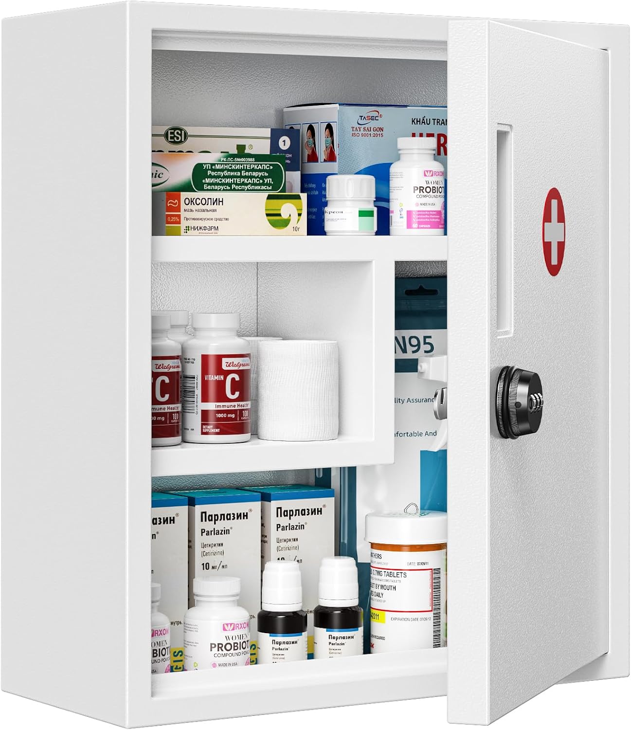 AUCT 13471 - POKIPO Wall Mount Locking Medicine Cabinet, Medical Cabinet