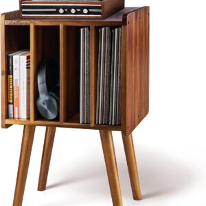 AUCT 13248 - $60 2BHOME Wooden LP Record Player Stand with 4 Cabinets, Ho