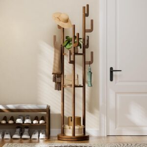 AUCT 13546 - $110 Yoobure Rotary Coat Rack Freestanding - Solid Wood Coat