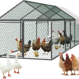 AUCT 12967 - $86 VEVOR Metal Chicken Coop for 6-8 Chickens, 3.3 x 9.8 x 3