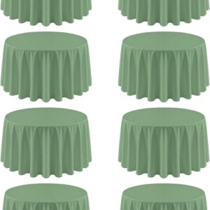 AUCT 13249 - $62 8 Pack Sage Green Round Tablecloth 120 Inch Cloth Tablec