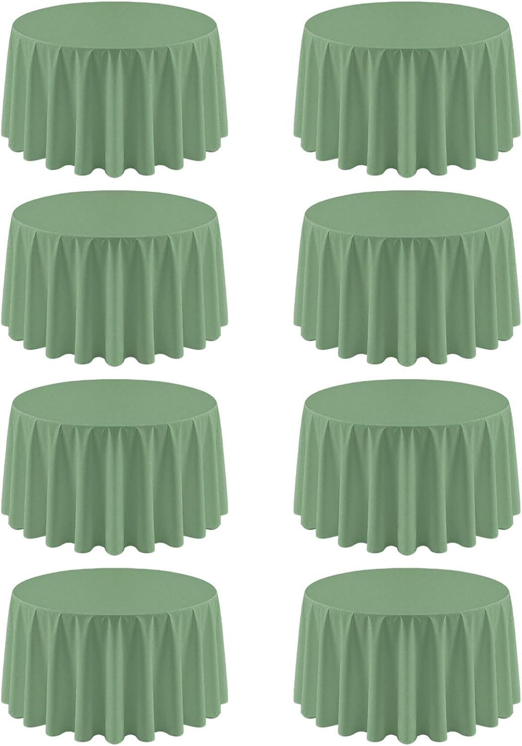 AUCT 13249 - $62 8 Pack Sage Green Round Tablecloth 120 Inch Cloth Tablec