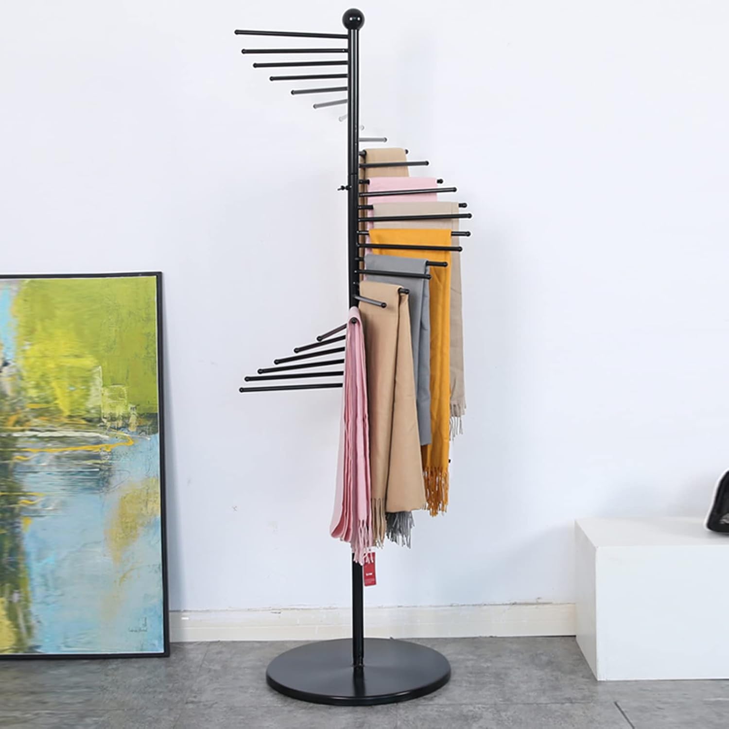 AUCT 13305 - $95 Freestanding Scarf Display Rack, Metal Scarf Racks, Spir - Image 2