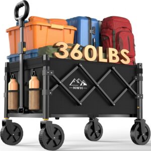 AUCT 13410 - NWH Collapsible Wagon Cart with Wheels Foldable, 360LBS Larg