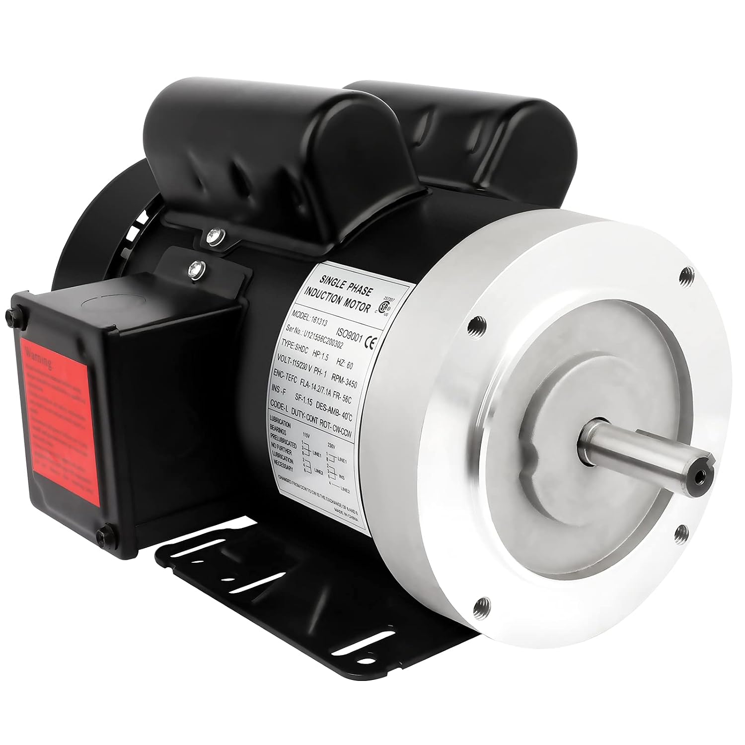 AUCT 14032 - $216 1.5HP Electric Motor 3450RPM Reversible Single Phase 56