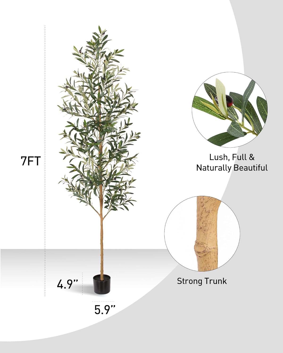 AUCT 14181 - $54 FLOWORLD 7FT Olive Trees Artificial Indoor, Tall Faux Ol - Image 4