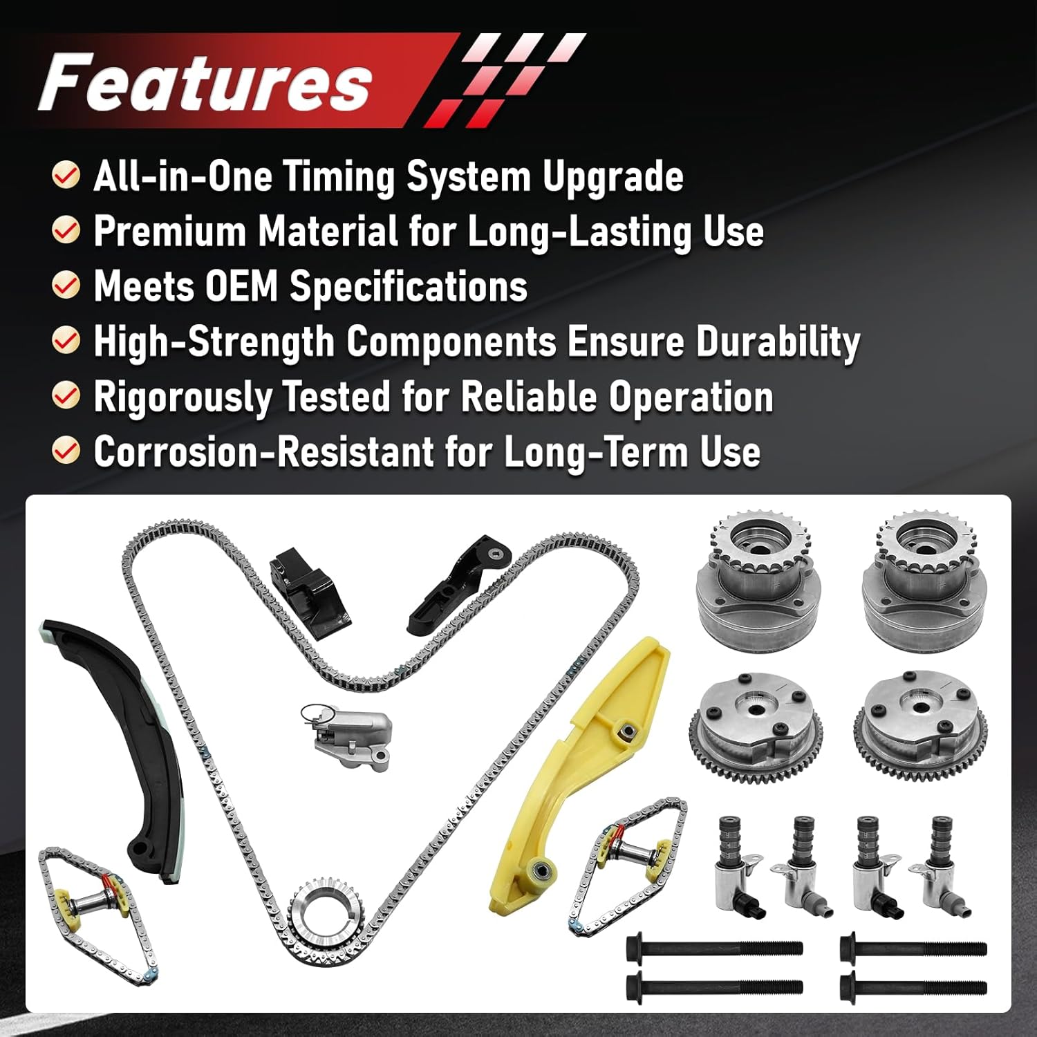 AUCT 14291 - $247 90738S Timing Chain Kit with Cam Timing Sprocket & 4Pcs - Image 4