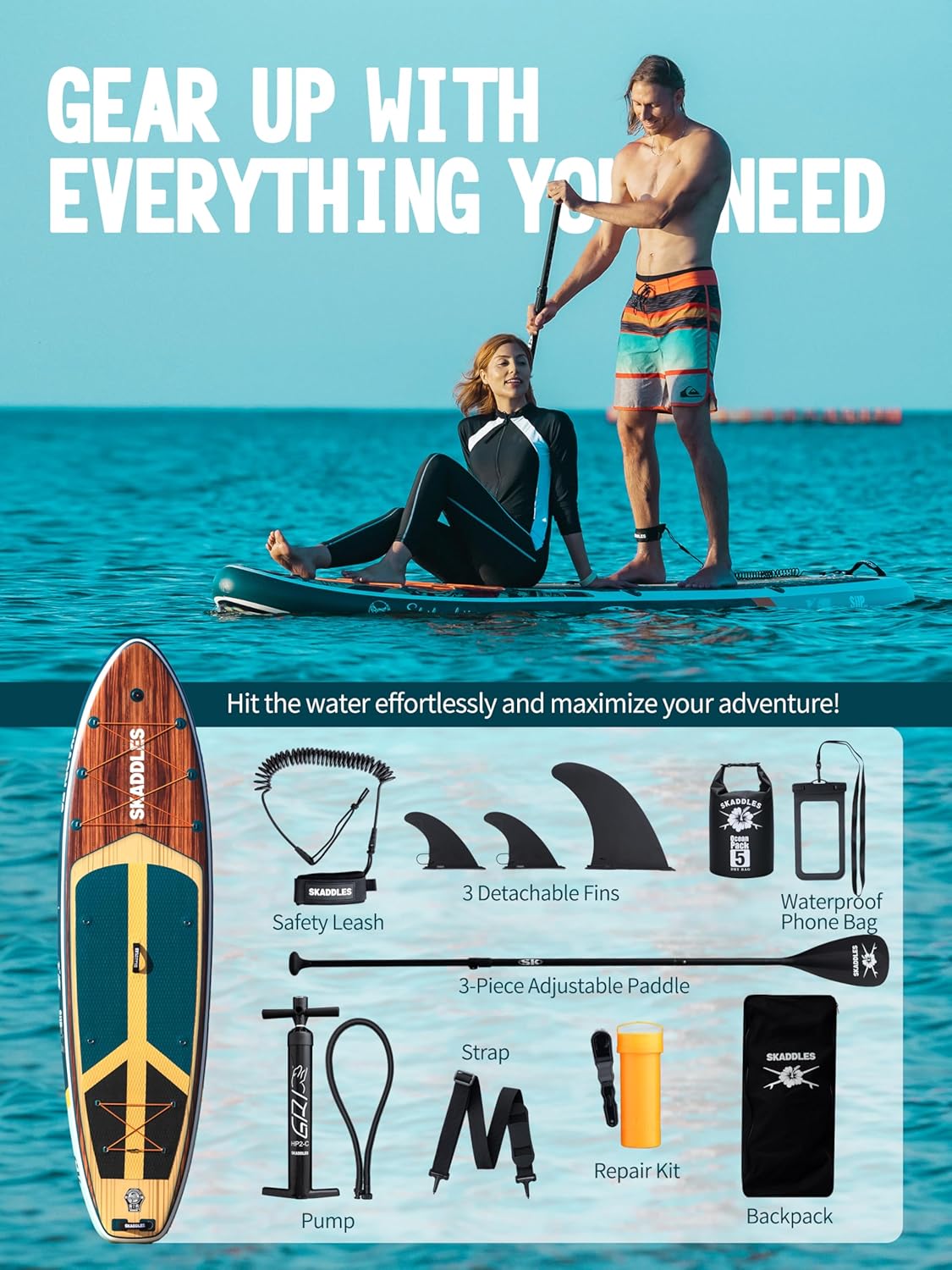 AUCT 14206 - $190 11' Inflatable Stand Up Paddle Board Extra Wide SUP f - Image 2