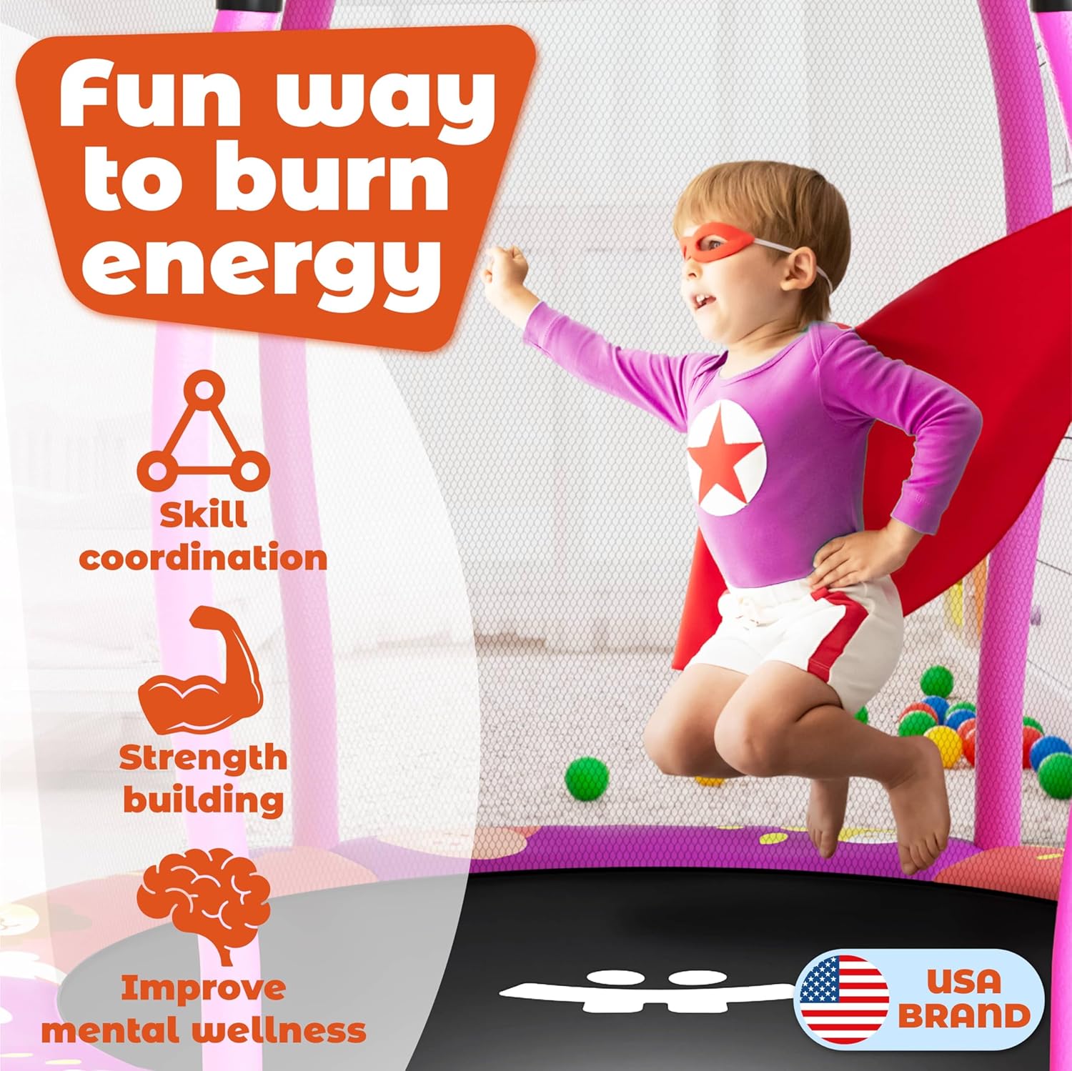 AUCT 14086 - $100 Happin 55' Trampoline for Kids with Safety Enclosure, - Image 3