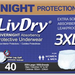 AUCT 14288 - $90 LivDry 3XL Overnight Adult Diapers for Women and Men, XX