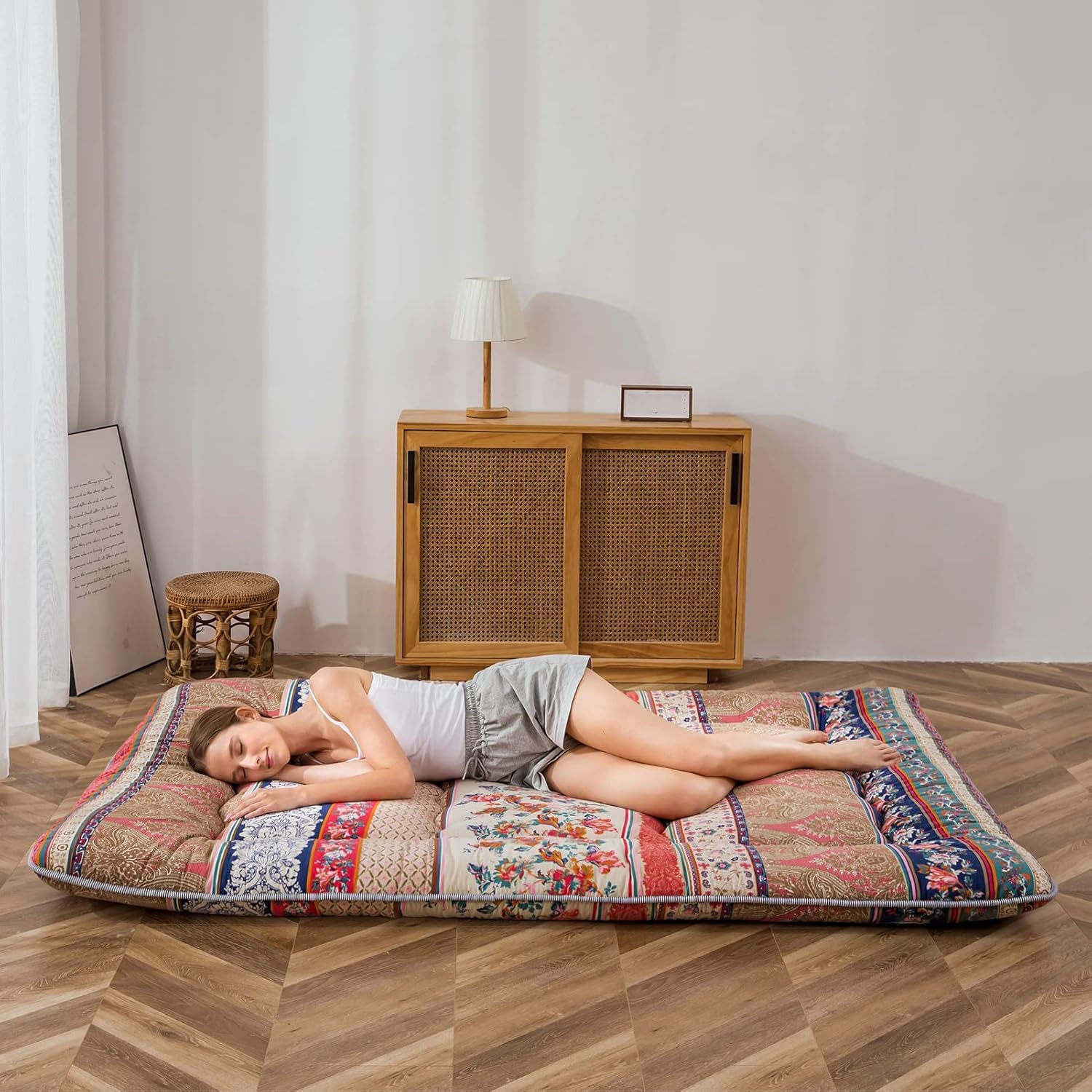 AUCT 14186 - $110 MAXYOYO Bohemian Retro Floor Mattress Vintage Floral Ja - Image 3