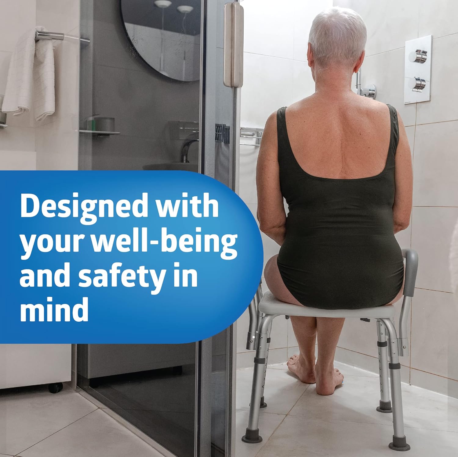 AUCT 13304 - Medline Shower Chair with Backrest and Padded Armrests - 350 - Image 2