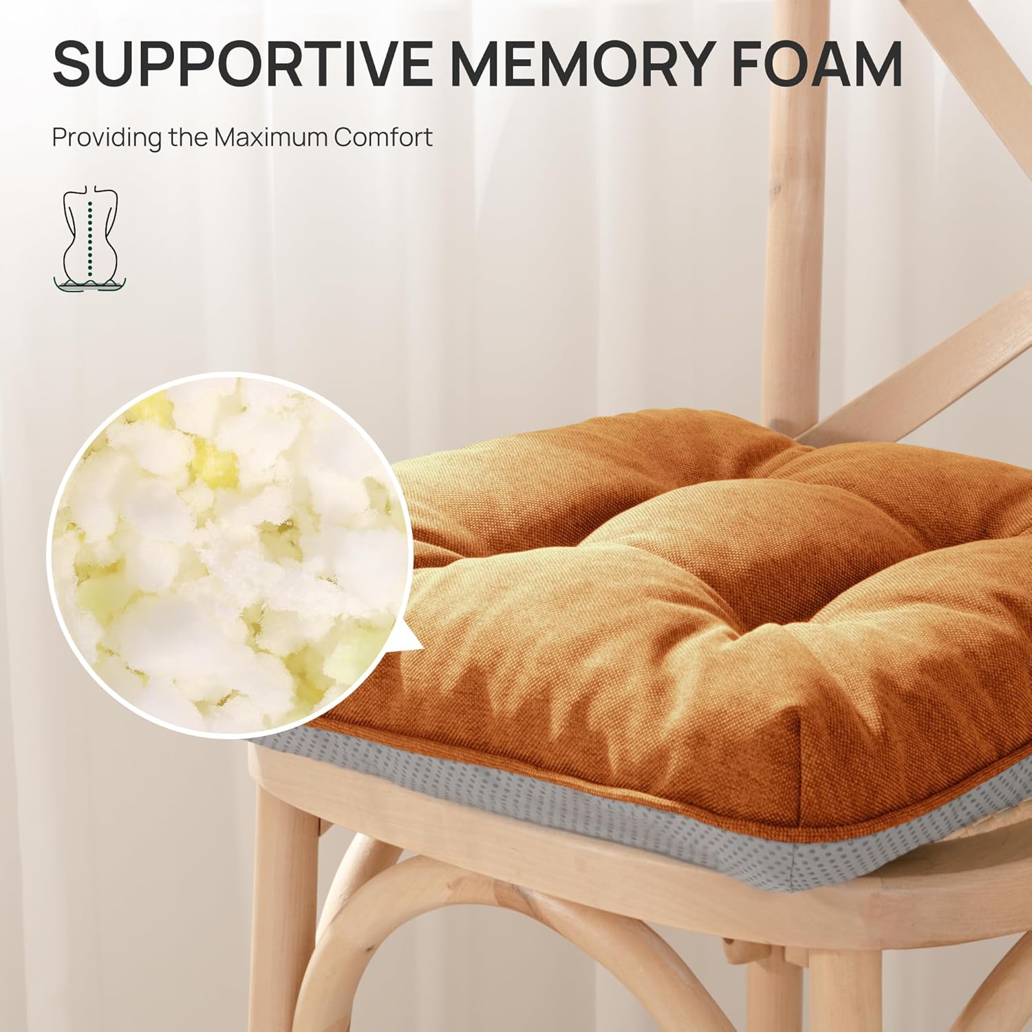 AUCT 13372 - $64 Love's cabin Memory Foam Chair Cushions Set of 4, 19"x19 - Image 3