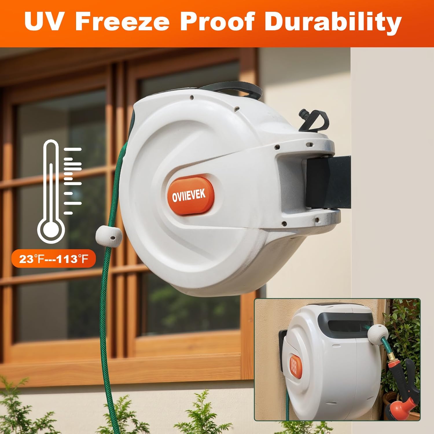 AUCT 13436 - Retractable Garden Hose Reel,1/2 Inch x 100ft Wall Mounted H - Image 2