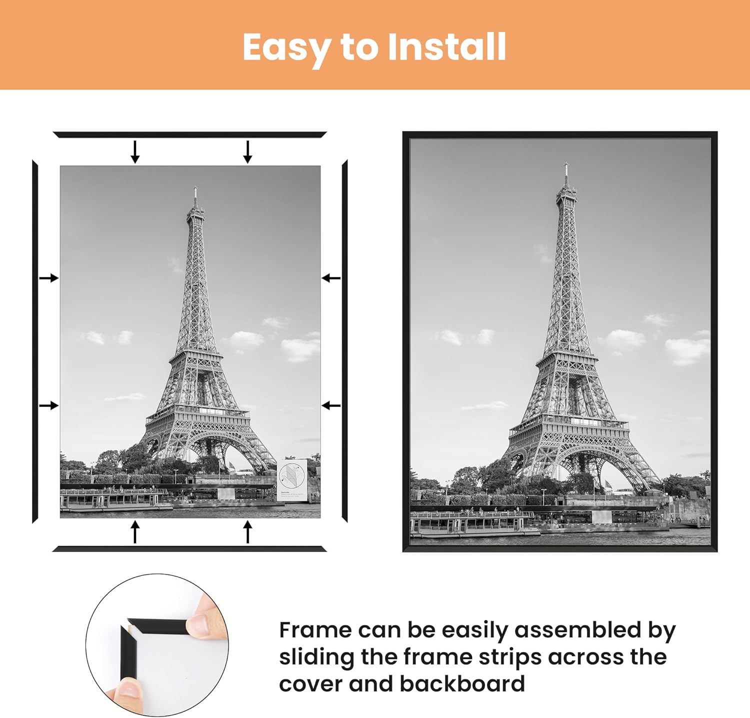 AUCT 13326mm - upsimples 24x32 Poster Frame Black 3 Pack, Scratch-Proof Pic - Image 4