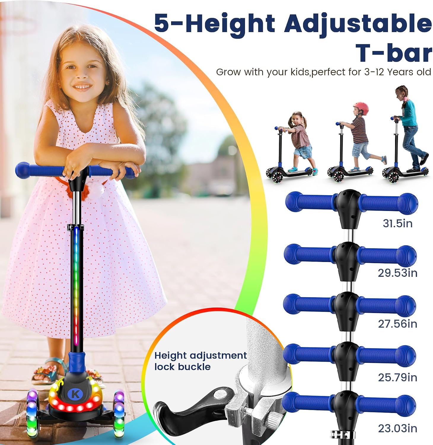AUCT 14290 - $66 2-in-1 Adjustable Kick Scooter for Kids 3-5 (Suitable 3- - Image 3