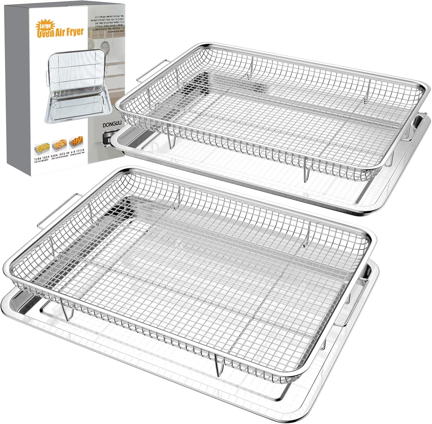 AUCT 13370 - DONGULI Air Fryer Basket Oven - 2 Set Large Air Fryer Basket
