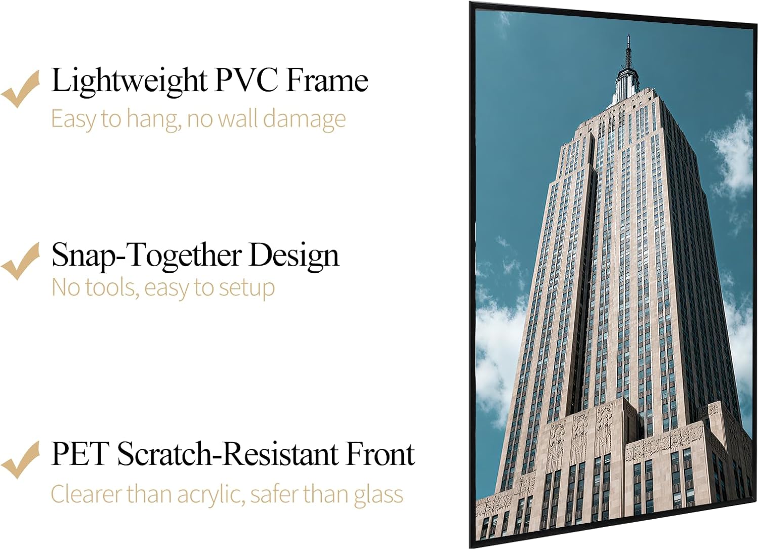 AUCT 14384m - Lavezee 24x36 Poster Frame Black, Lightweight 24 x 36 Poster - Image 3