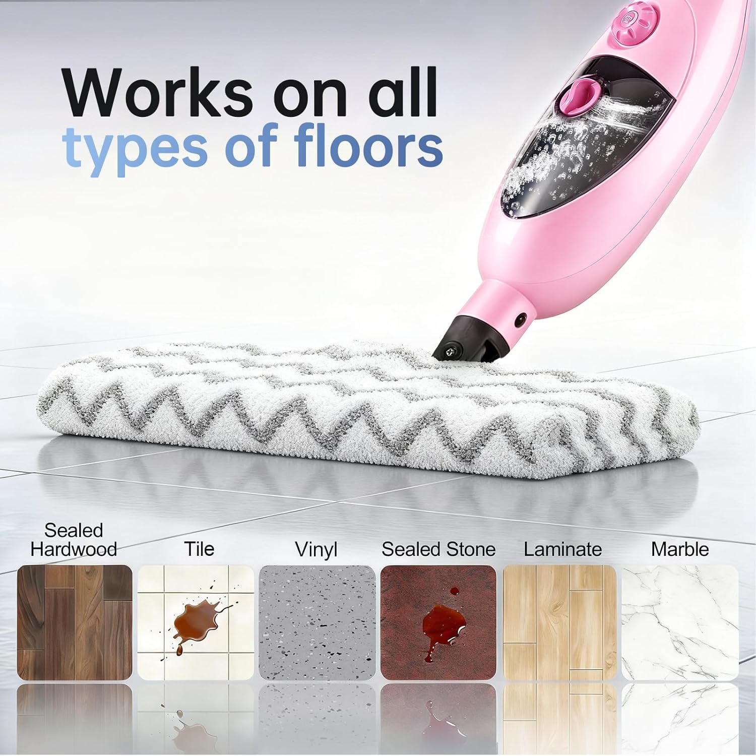 AUCT 13344 - $80 12-in-1 Steam Mop Cleaner, 15-Sec Fast Heat-Up, 1200W Fl - Image 4