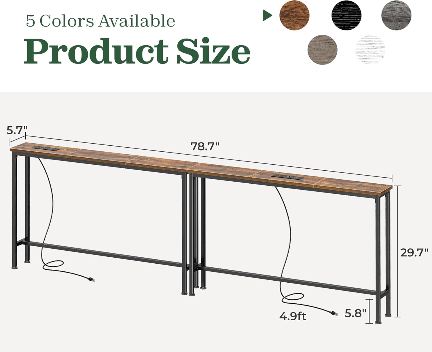 AUCT 13337 - $80 SUPERJARE 78.8 inch Narrow Console Table with Outlet, So - Image 3