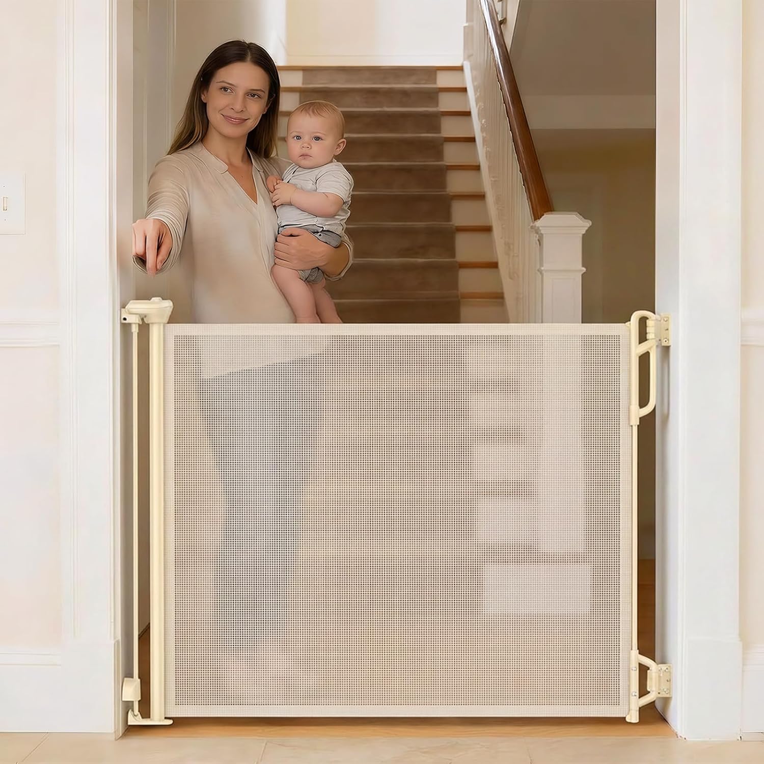 AUCT 12388 - SPACEANY Retractable Safety Baby Gate or Mesh Dog Gate,Durab