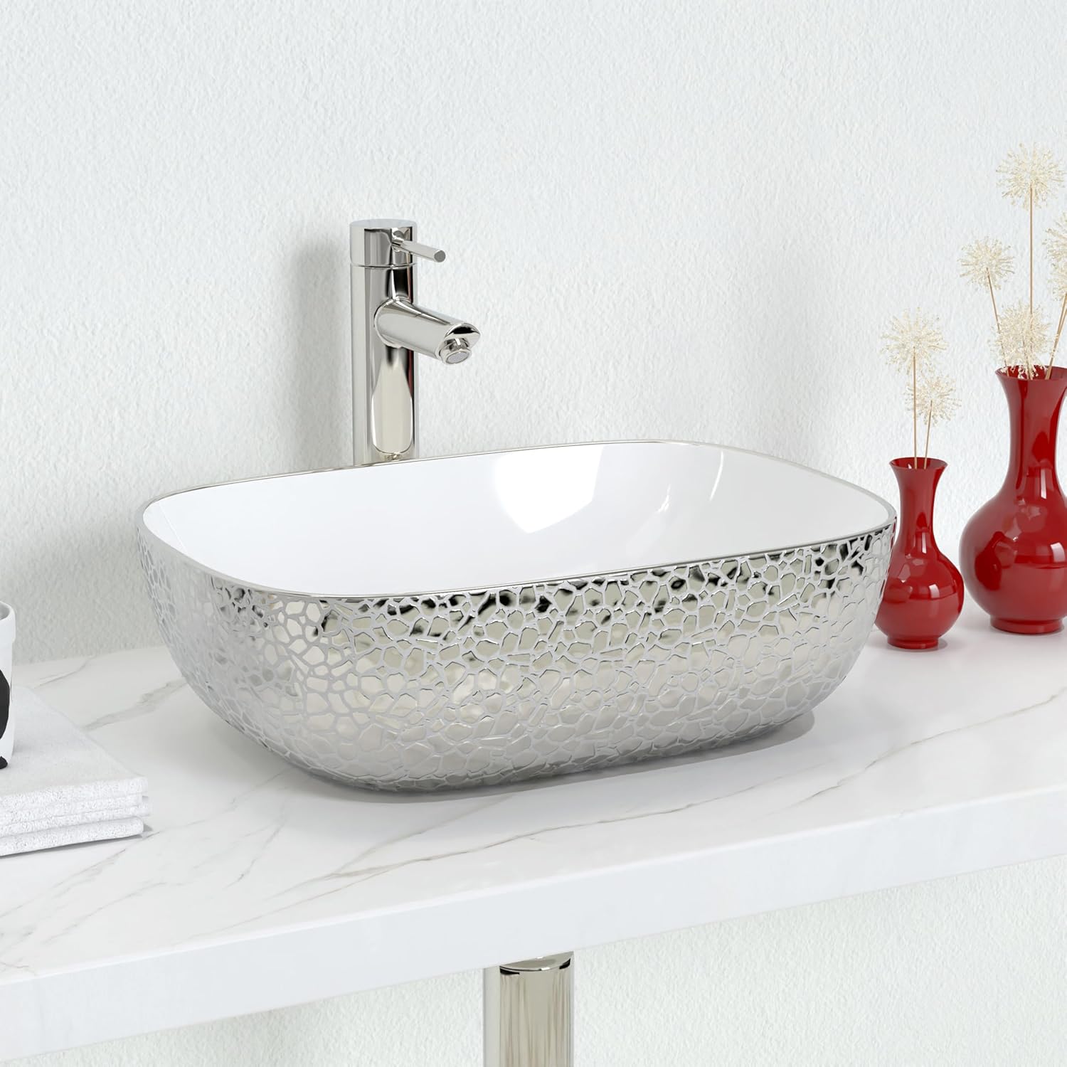 AUCT 13369 - $130 J-FAMILY 18.3' x 13' Bathroom Vessel Sink Leopard Textu